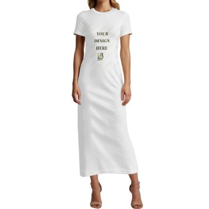 Women's Short Sleeve Dress Casual All Over Print Tshirt Long Dresses