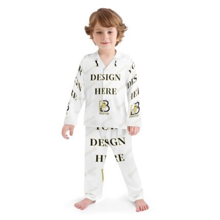 Kids Collar Design Long Nightwear Pajama Set (No Pockets)