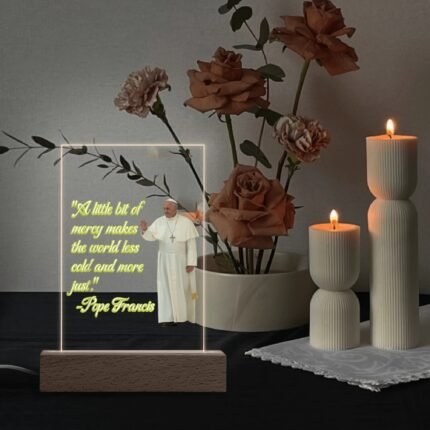 Personalized LED Acrylic Night Light and Wooden Base Table Decor